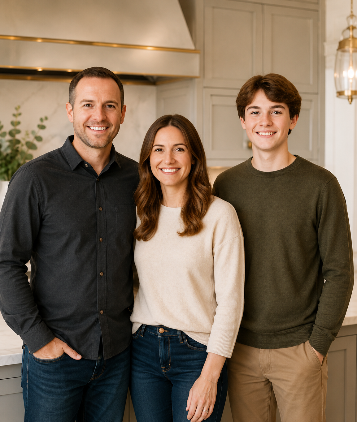 The Cedarline family in a remodeled kitchen